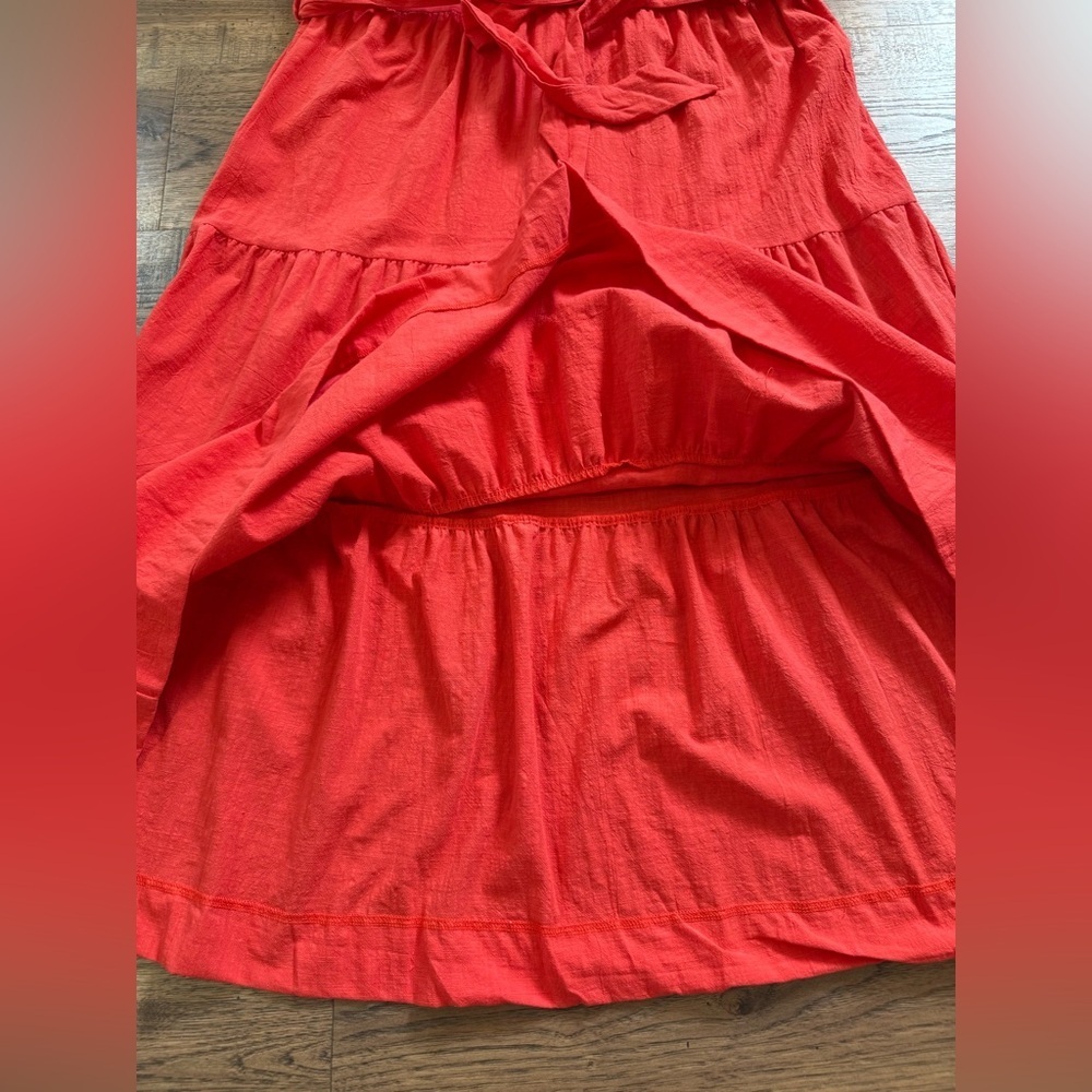 NWT! UMGEE Orange 100% cotton Tiered Maxi Dress M ruffle button belted short sl. - Picture 12 of 14